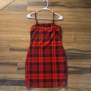 Shein red and black plaid mini dress medium